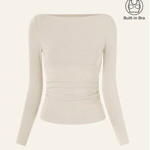 OGL Modern Side Ruched Boatneck Brami Top - Medium